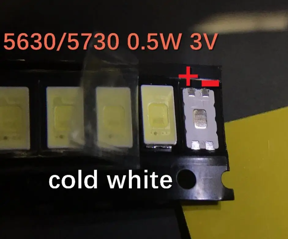 

100pcs/lot Positive and negative on the same side: 5630/5730 0.5W patch LED lamp with a cold white 4 feet Zener TV