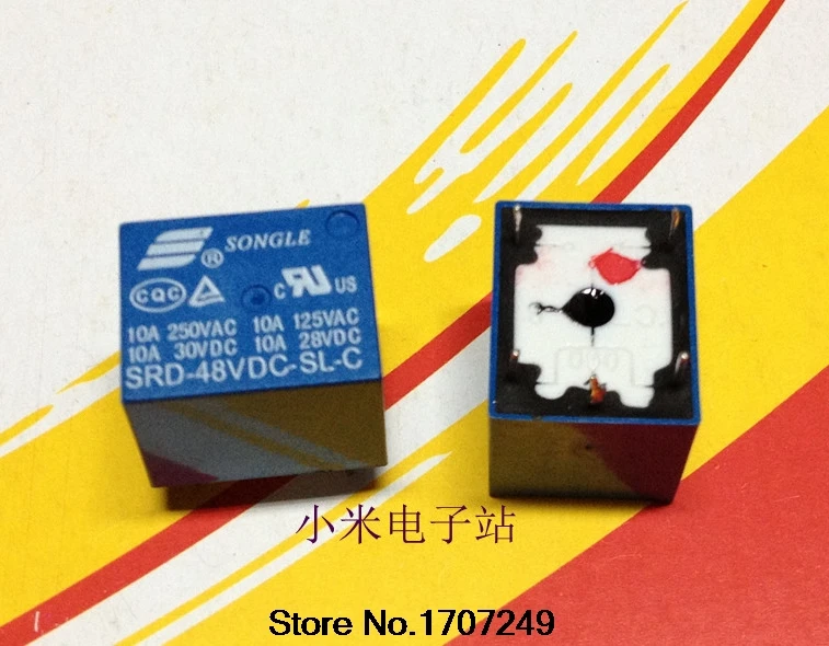 

Free Shipping 100% new original relay 10pcs/lot SRD-48VDC-SL-C 48V 5PIN 10A