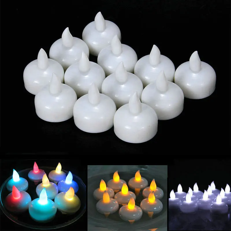 120pcs Waterproof Flameless Float LED tealight battery operated water-activated sensor candle wedding Christmas pool decor-Amber