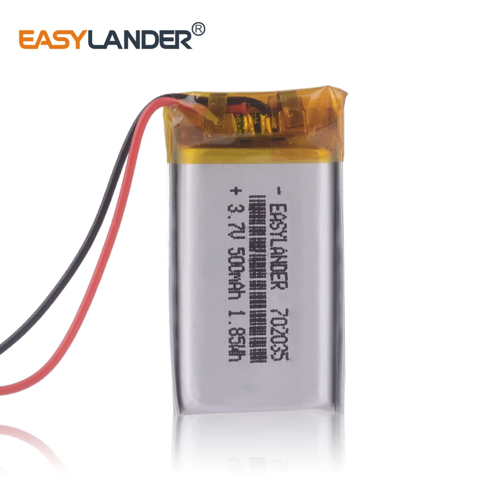 10ชิ้น/ล็อต 702035   3.7V 500mAh แบตเตอรี่ลิเธียม Li-Ion Polymer แบบชาร์จไฟได้