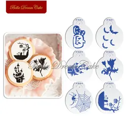 Halloween Glost Pumpkin Cookies Stencils Fondant Chocolate Cake Mold Coffee Stencil Template Cake Decorating Tool Bakeware