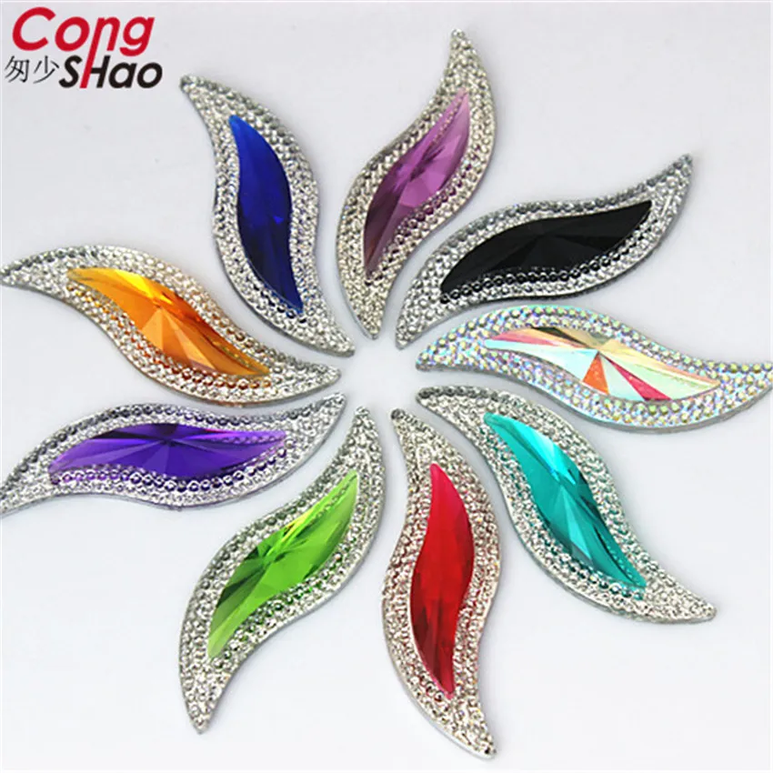 Cong Shao 28pcs 15*50mm Big S shape AB Color Resin Rhinestones Flatback Stones and Crystal For Garments crafts Accessories CS558