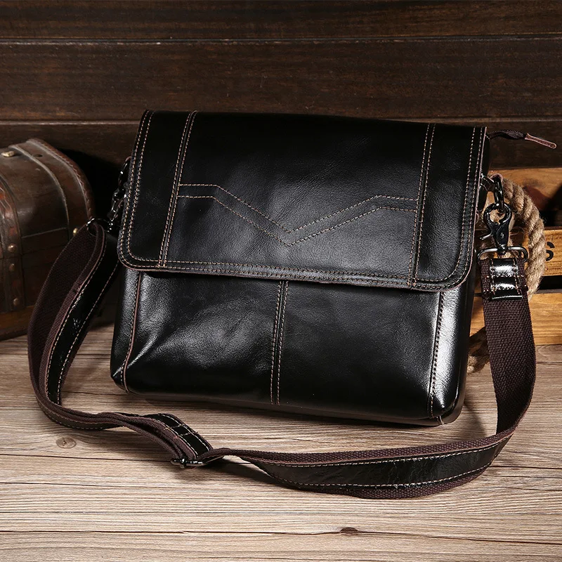 

Genuine Leather Messenger Bags Men Handbags Fashion Male Flap Cowhide Leather Bag Shoulder Crossbody Bags New Design