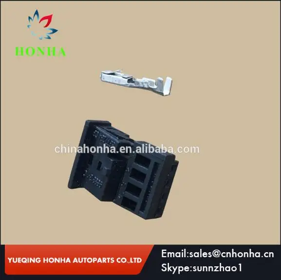 Free shipping 20/50/100 pcs/lots 4 pin connector PA66 black female unsealed wire harness connector 968813-9C 0-1452576-8