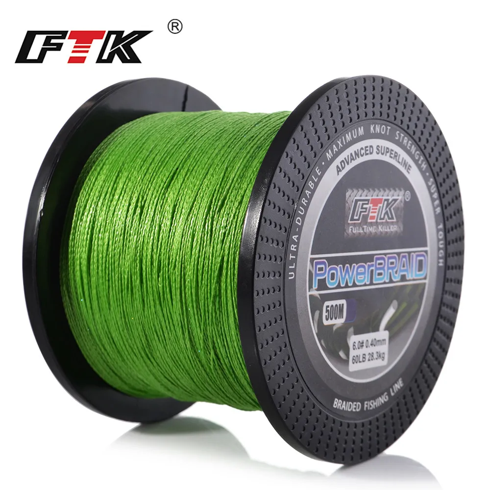 FTK 500M 4 Strands Braided Fishing Line 0.10mm-0.40mm 0.4-6.0# 8LB-60LB Multifilament PE Fishing Line