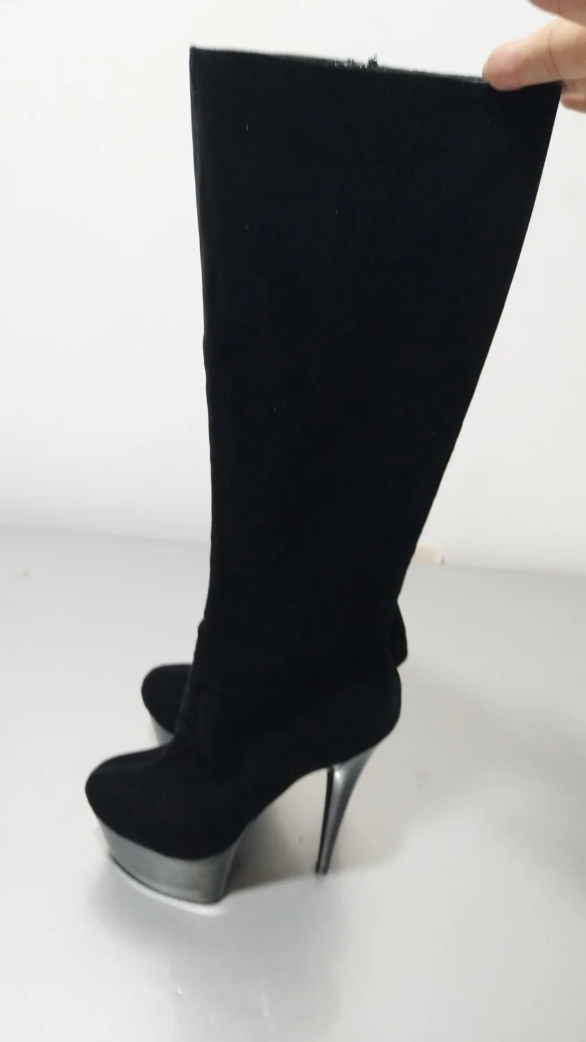 15cm Sexy comfortable PU high heels, black pumps, big stars and vintage Dance Shoes