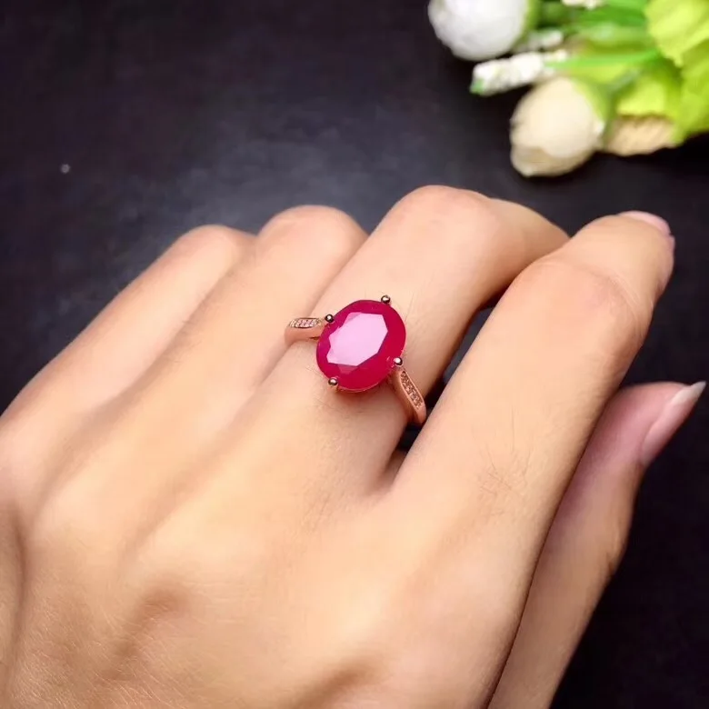 

Ruby ring Free shipping ruby 925 sterling silver Fine handworked jewelry Finger rings Gem 8*10mm