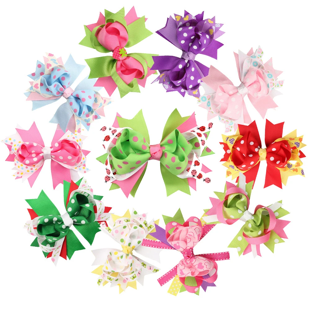 

12cm Boutique Hair Ribbon Bows Swallow Tail Grosgrain Bows Different Holidays Girl Accessories