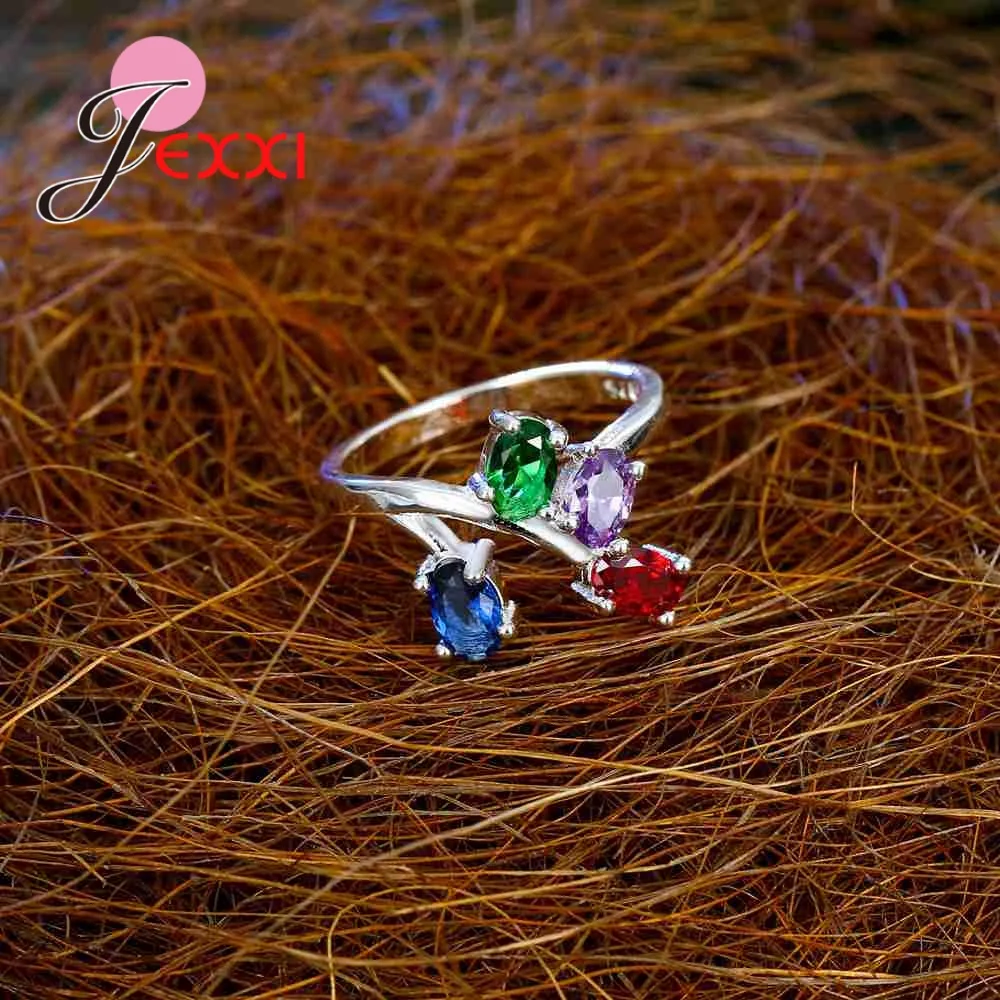 Attractive Colored Enamel Dendritic Fantasy 925 Sterling Silver Solid Infinity Female Jewelry Accessories Rings Surprise