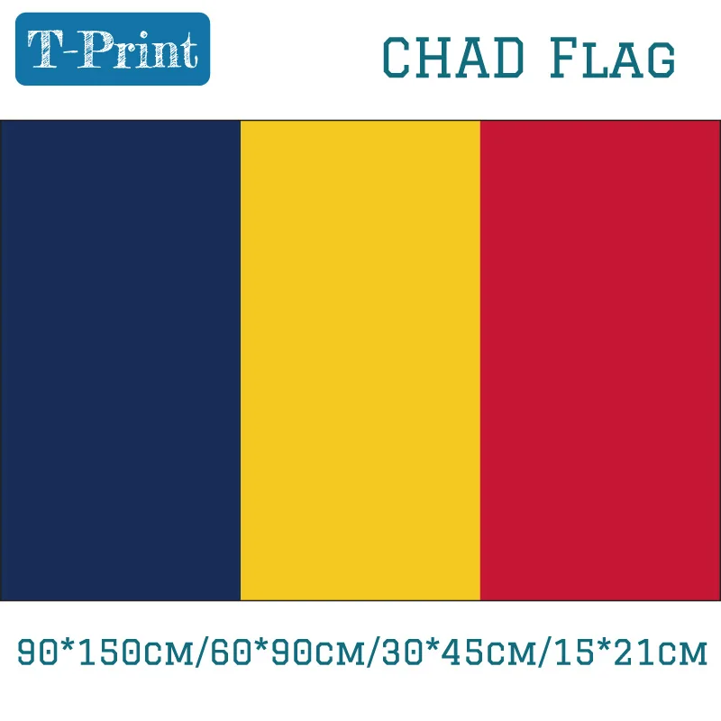 Chad Republic Flag 90*150cm/60*90cm/15*21cm 3x5ft   Car Flag For Event Activities