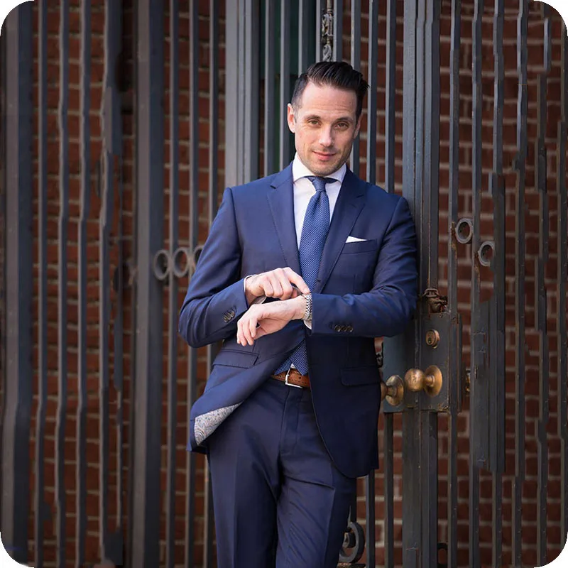 

Slim Fit Navy Blue Men Wedding Suit Men Suits with Pants Custom Made Groom Tuxedo 2Piece Best Man Blazer Masculino Jacket Ternos
