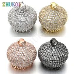 21*21mm High Quality Brass Cubic Zirconia Crown Tassel Caps Diy Jewelry Findings Accessories, Hole: 1mm, Model:VM22