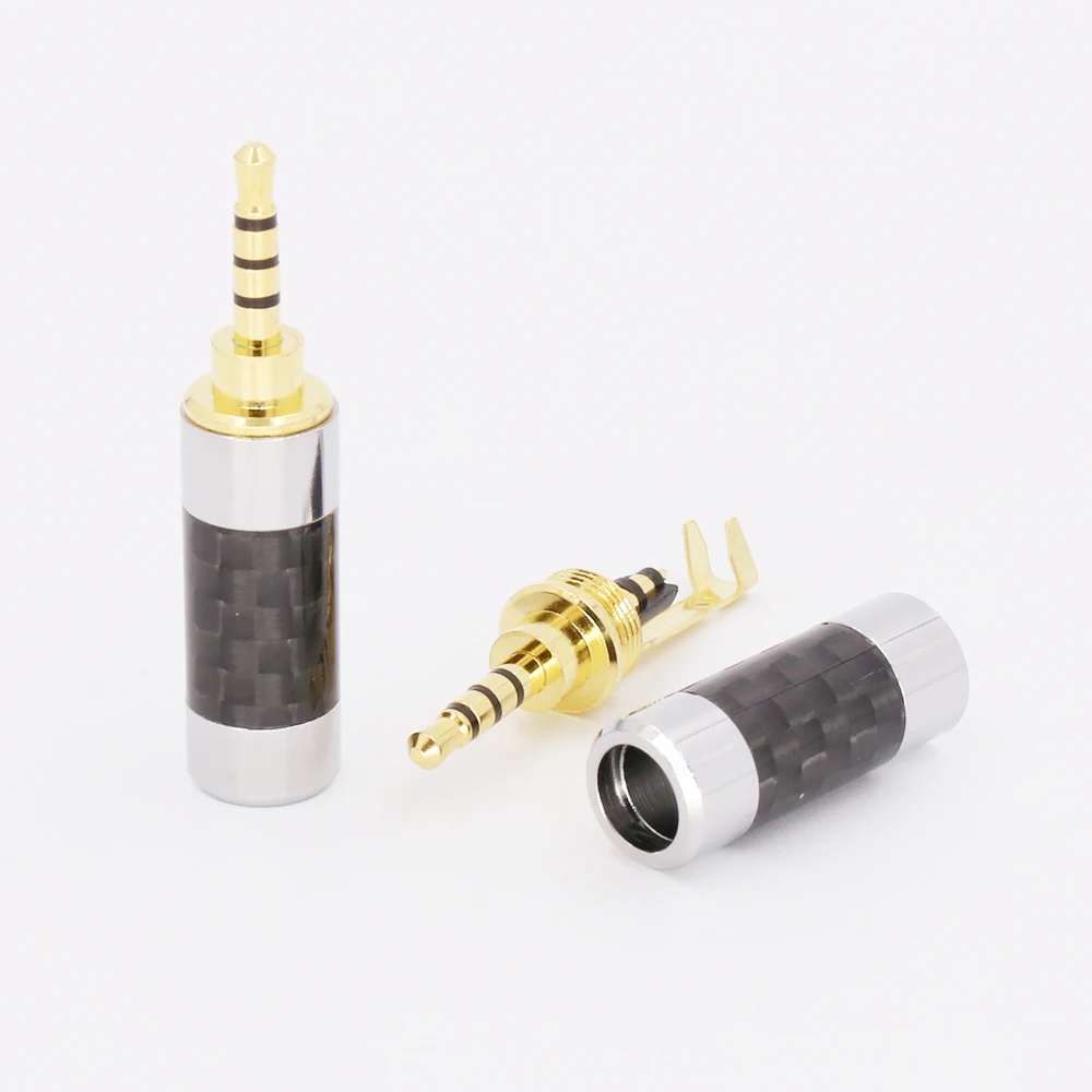 

2pcs carbon fiber Gold plated 4pole 2.5mm Stereo Headphone Plug 2.5mm stereo Male Repair headphone Jack Plug Audio Soldering