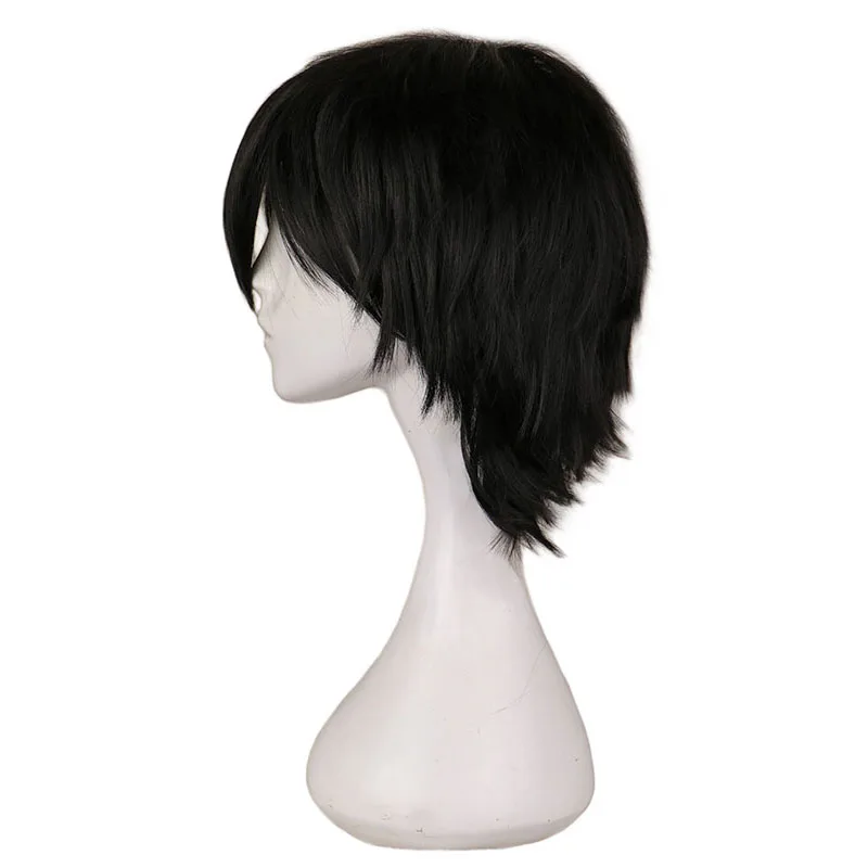 QQXCAIW Black White Purple Red Short Hair Cosplay Wig Male Party 30 Cm High Temperature Fiber Synthetic Hair Wigs