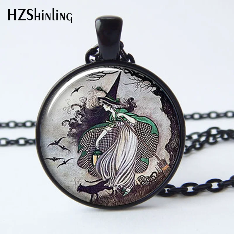 HZ--A304   Fairytale Witch pendant, witch necklace resin pendant, witch jewelry, Halloween jewelry HZ1