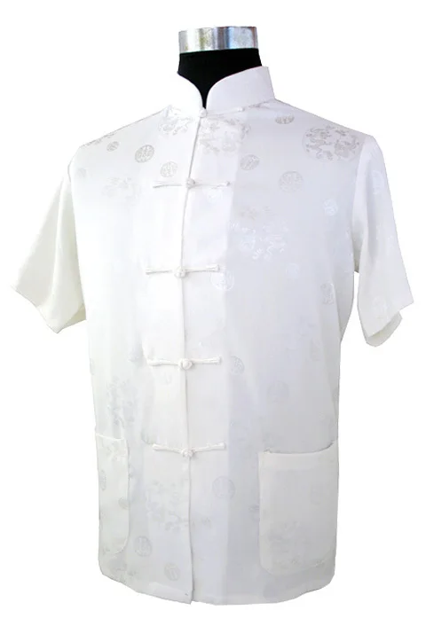 Dark Blue Chinese Men\'s Silk Satin Kung-Fu Shirt Top with Dragon Size S M L XL XXL XXXL Free Shipping M2066#