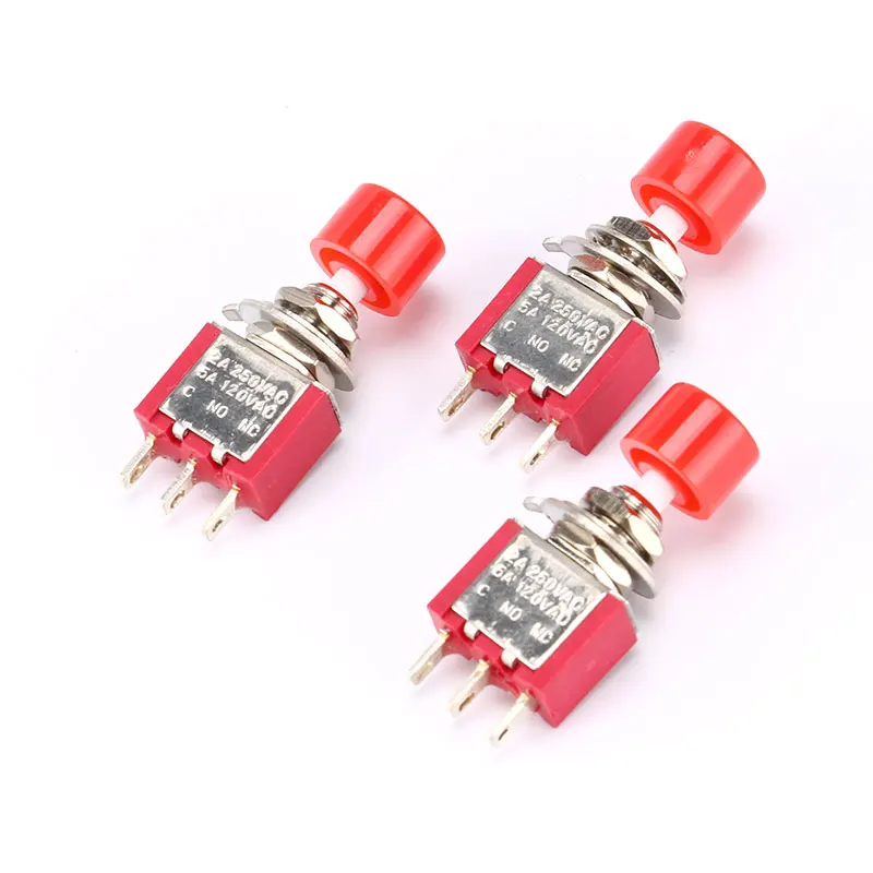 1 Pcs 3Pin C-NO-NC 6mm Mini Momentary Automatic Return Push Button Switch ON-(ON) 2A 250V AC/5A 120V AC Toggle Switch Wholesale