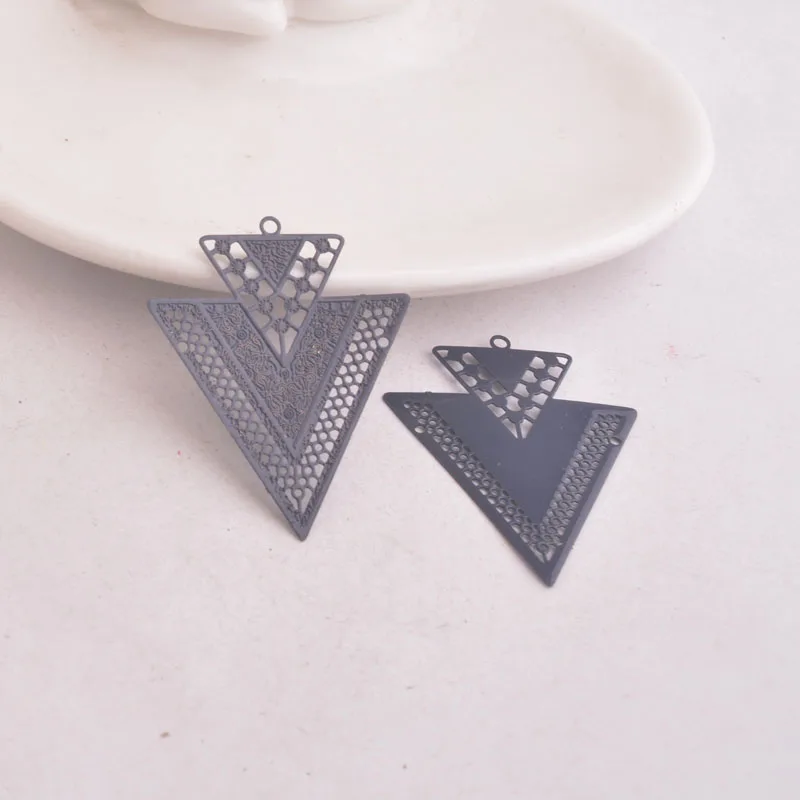 50 Stück AB3335 Silberfarbene Große Dreieckige Anhänger für Ohrringe Geometrische Bunte Anhänger Verbinder DIY Schmuck Ohrringe – Detail 4