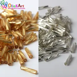 OlingArt Gold and silver Color Tube 9mm/11mm/15mm  20G Twist Bugles Glass Seed Beads Wholesale Accessory necklace jewelry making