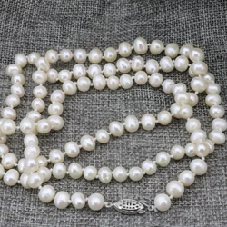 Natural pearl 7-8mm pearls white beads for women long chain charms necklace gifts wholesale price jewelry making 36inch B3239