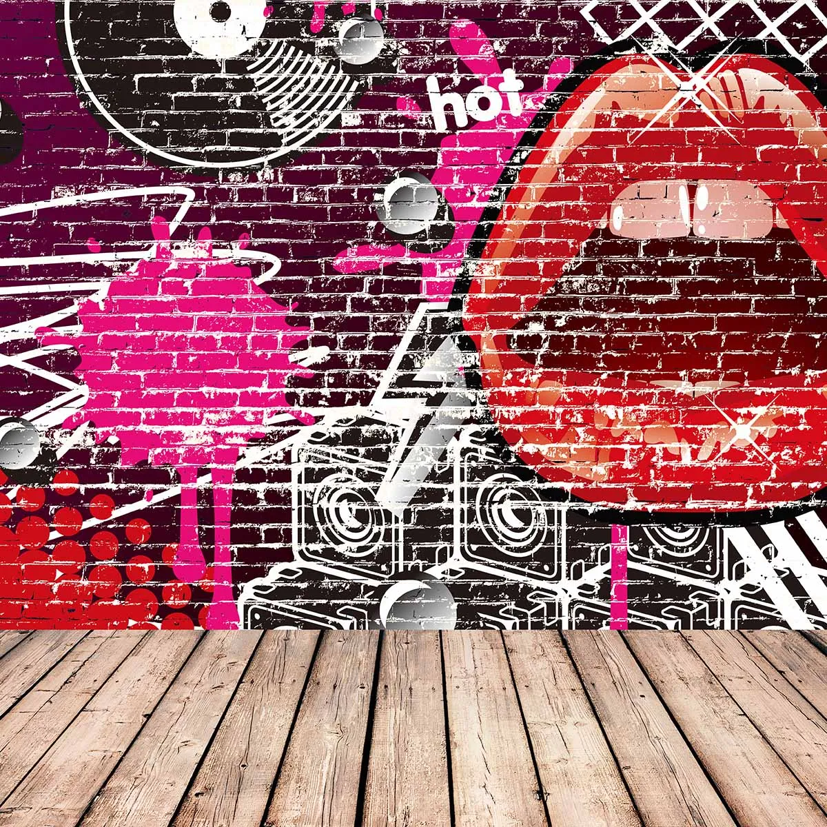 Allenjoy backdrops Photography Passionate record Music Red lips Graffiti children photos fantasy photography props for studio