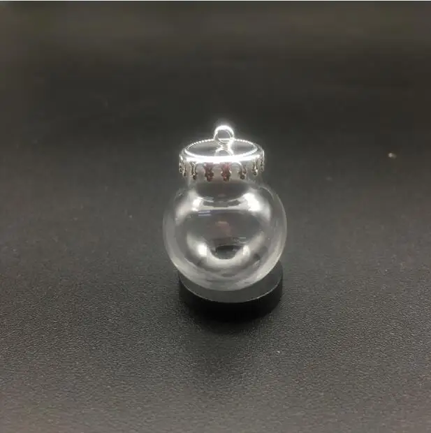 1set 20*12mm hollow glass globe with setting base beads cap set orb glass vials pendant glass bottle jewelry pendant 13 styles