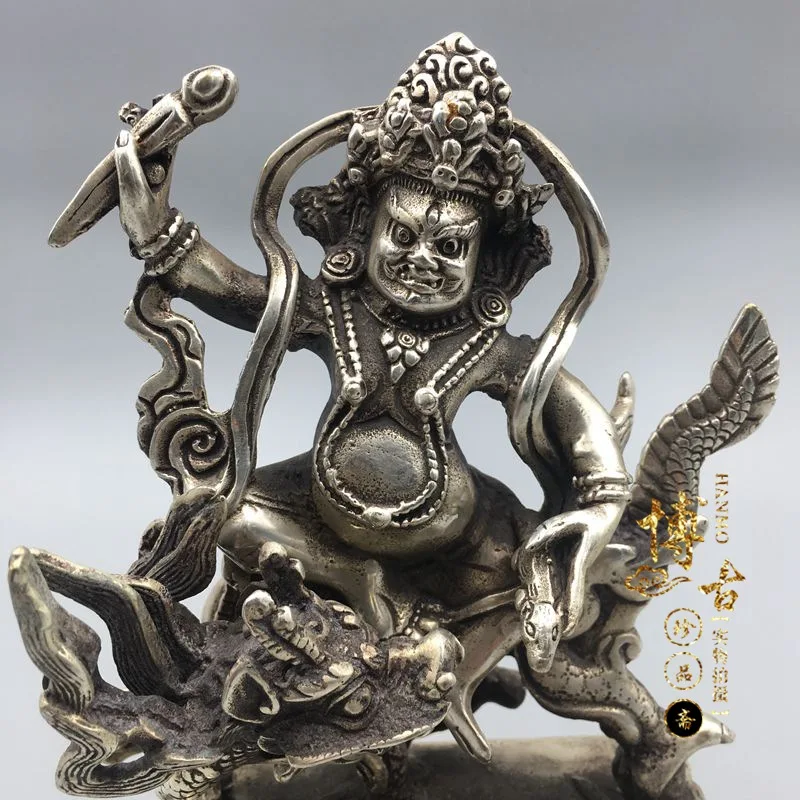 Chinese Buddhism miao Silver King kong and dragon statues Statue home crafts metal handicraft