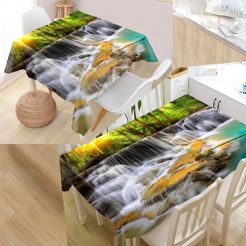 

New Arrival Custom waterfall Table Cloth Waterproof Oxford Fabric Rectangular Tablecloth Home Party Tablecloth