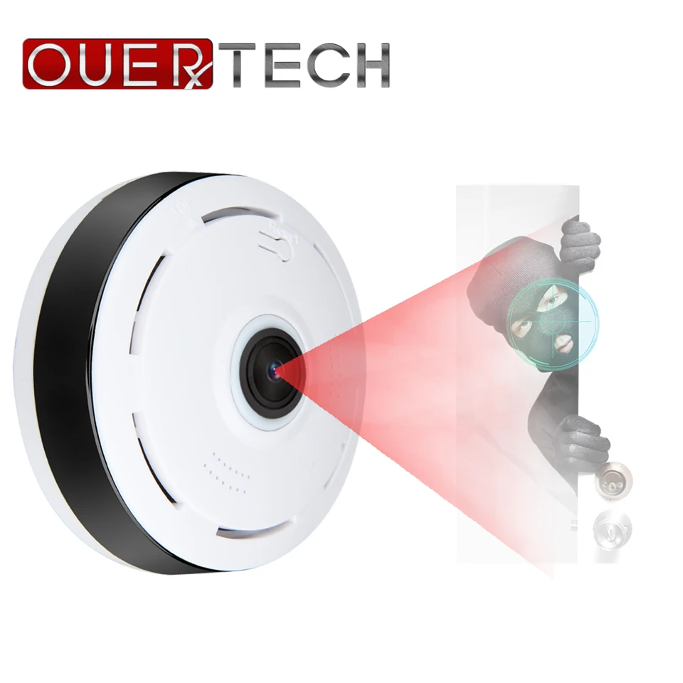 

OUERTECH WiFi security camera 360 infrared night vision 1080P VR Motion sensor Smart IP Camerawith TFcard slot app v380