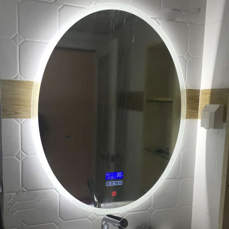 Toilet Luxury HD Wall Mirror LED Light PVC Damp Proof Backplane Protective Accessories Bathroom Smart Mirror 60x80cm Big Mirrors