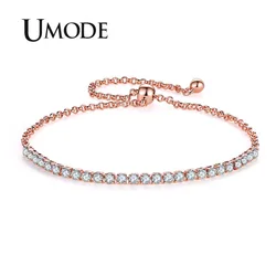 UMODE 6 Colors Fashion Womens Tennis Bracelets Zirconia Link Chain Rose Gold Color Bangles Female Trendy Girls Jewelry UB0128