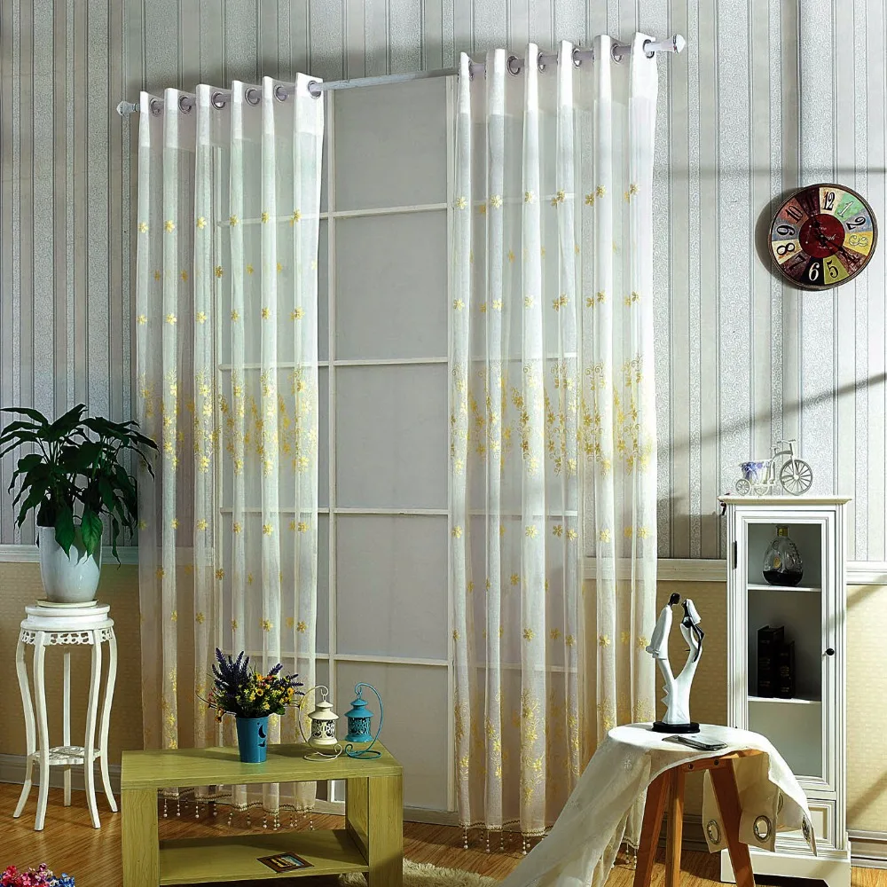 3d curtain off white Floral flower voile curtain romantic curtain para quarto cortina  decoration blind 1pc