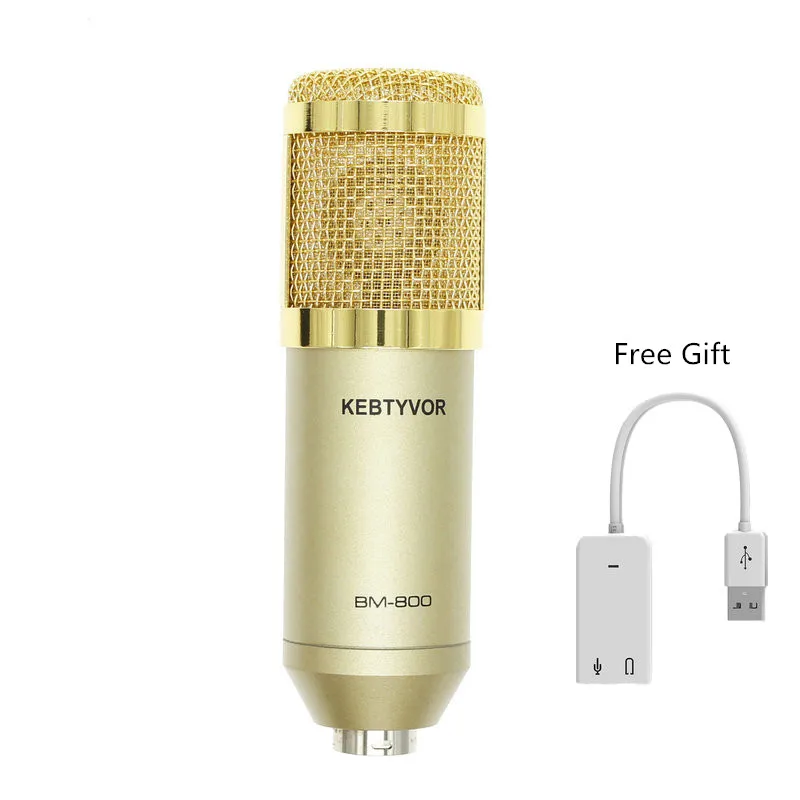 BM-800 Dynamic Condenser Sound Recording Microphone with Shock Mount for Radio Braodcasting KTV Karaoke with Shock Mount