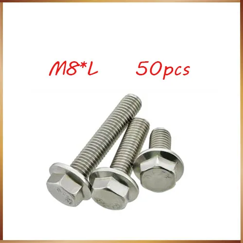 

50pcs/lot DIN6921 Stainless steel hex flange bolt serrated flanged bolt M8*/10/12/16/20/25/30/35/40/45/50/55/60/65/70/75/80