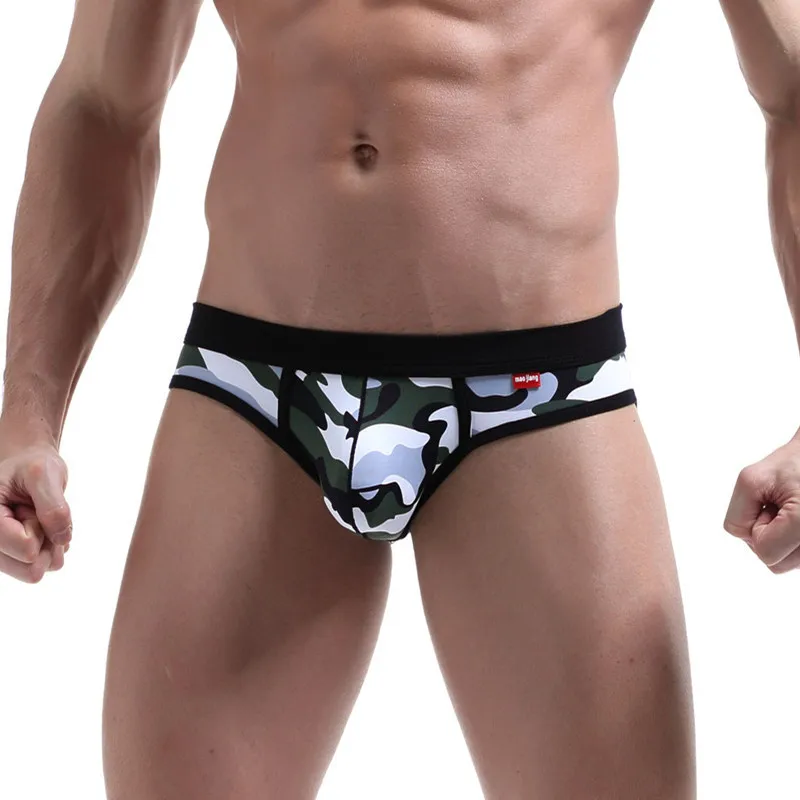 Calzoncillos de camuflaje para hombre, ropa interior Sexy, transpirable, cómoda, Cueca