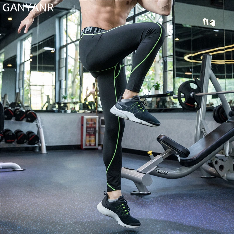 GANYANR-mallas deportivas para hombre, pantalones largos de compresión para Yoga, baloncesto, Fitness, culturismo, gimnasio, trotar, atlético, Sexy