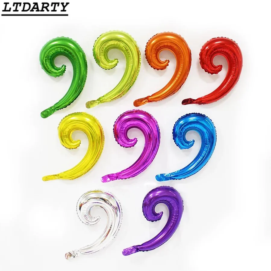 10 pcs Colorful Spiral Wave Curve Foil Balloons Family Birthday Party Wedding Decoration Wall Stickers Inflatable Toys