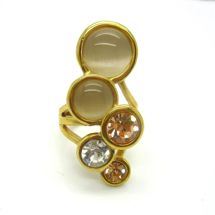 New Style Pink/Blue/White Round Opal Ring Gold Color High-grade Fashion Delicate And Charming Woman Rings Wholesale