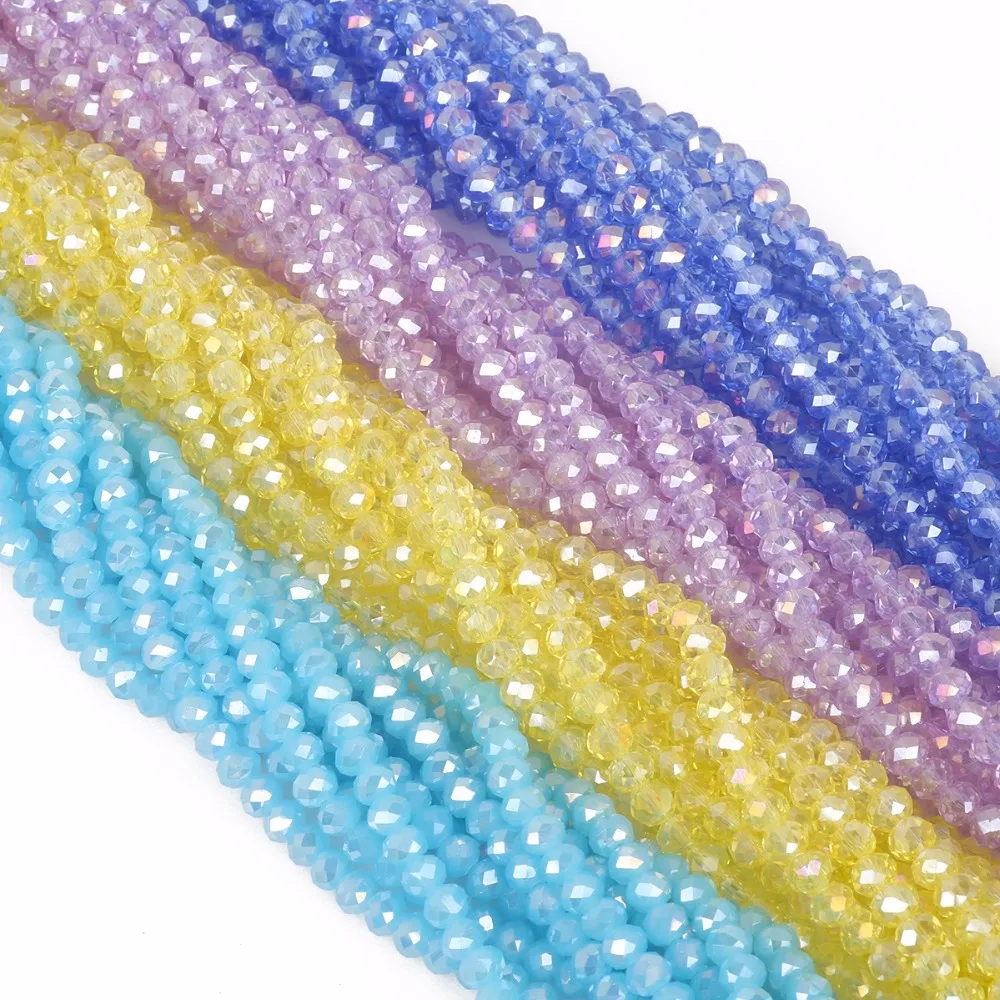 125Pcs/Lot Mix 23Colors Rondelle Faceted Beads 4mm Glass Czech Crystal Beads For Jewelry Making Loose Spacer Bead DIY Needlework