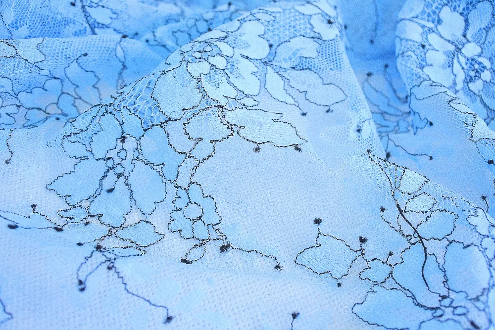 LASUI Top 1.5m*3m=1piece blue eyelash lace fabric soft  for women dress  fabrics DIY accessoriesQ013#