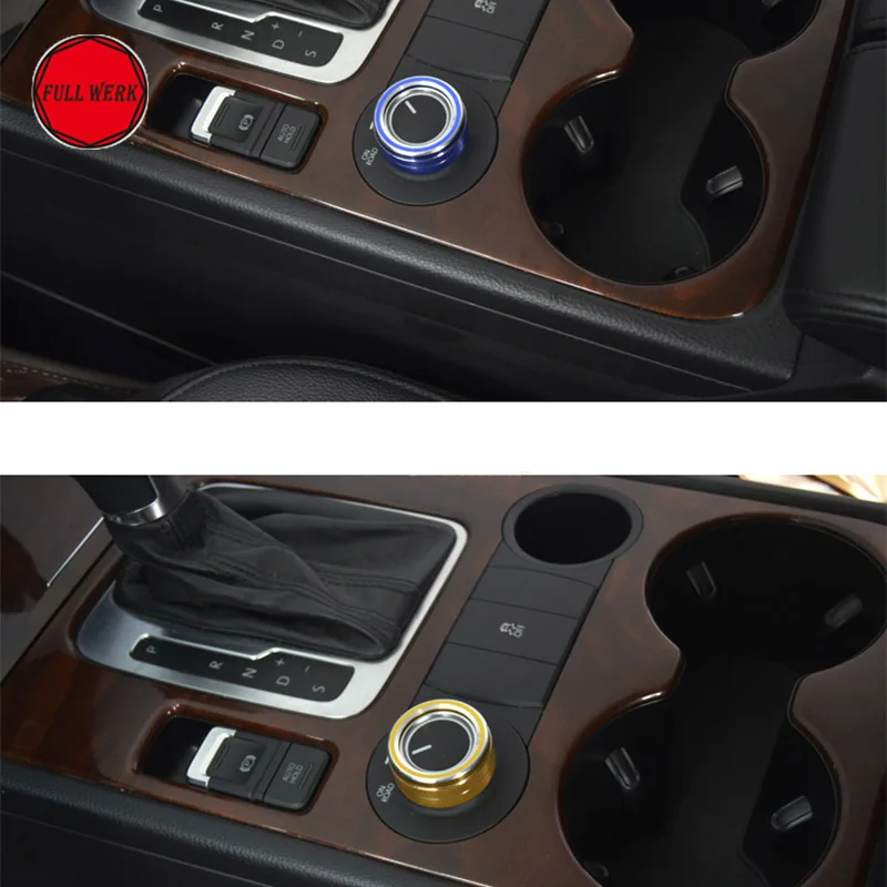 1pc Aluminum Alloy Car Central Control Knob Decoration Ring for VW Touareg 2011-2018 Switch Cover Frame Interior Accessories