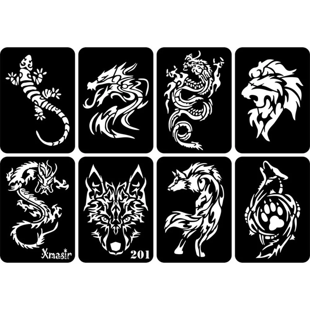 32pcs Temporary Hollow Out Tattoo Stickers Stencils Templates For Face Paint Airbrush Spray Self-Adhesive（Random Pattern）