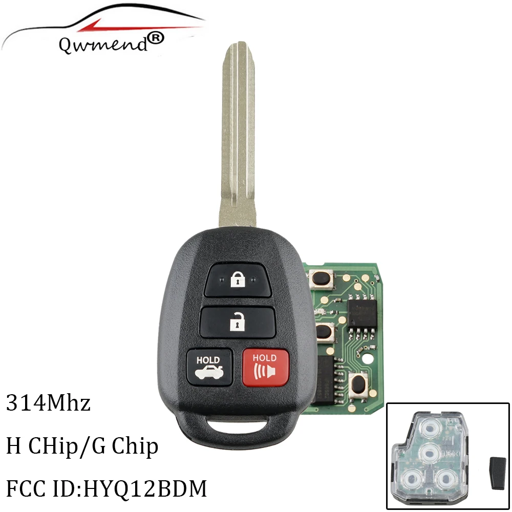 

314Mhz Remote key For Toyota Camry 2012 2013 2014 2015 2016 2017 For Toyota Camry HYQ12BDM G/H Chip optional original key