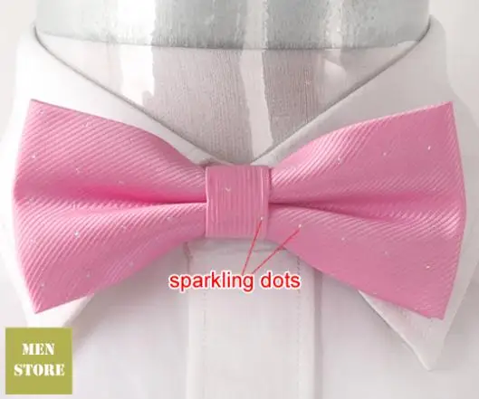 Pink Silver Dots Men Bow tie Pre-tied Tuxedo Necktie Woven Groom Wedding Mariage Party BowTie Neckwear BE001