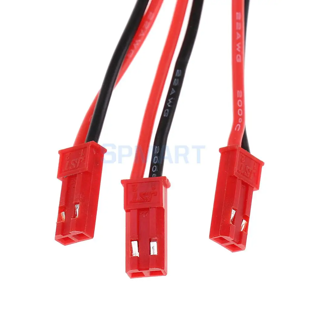 2pcs RC Lipo Battery Cable Male & Female 1:2 Y Splitter 20AWG JST Connector