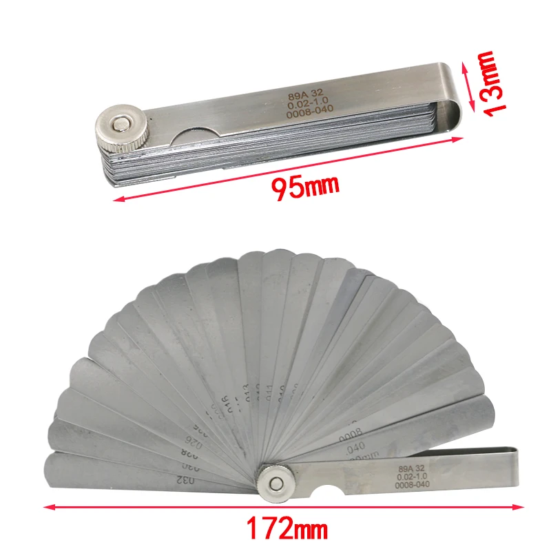 0.02-1mm Newest 32 Blade Feeler Gauge Tune Up Thickness Set Blade, Gap measurement tools