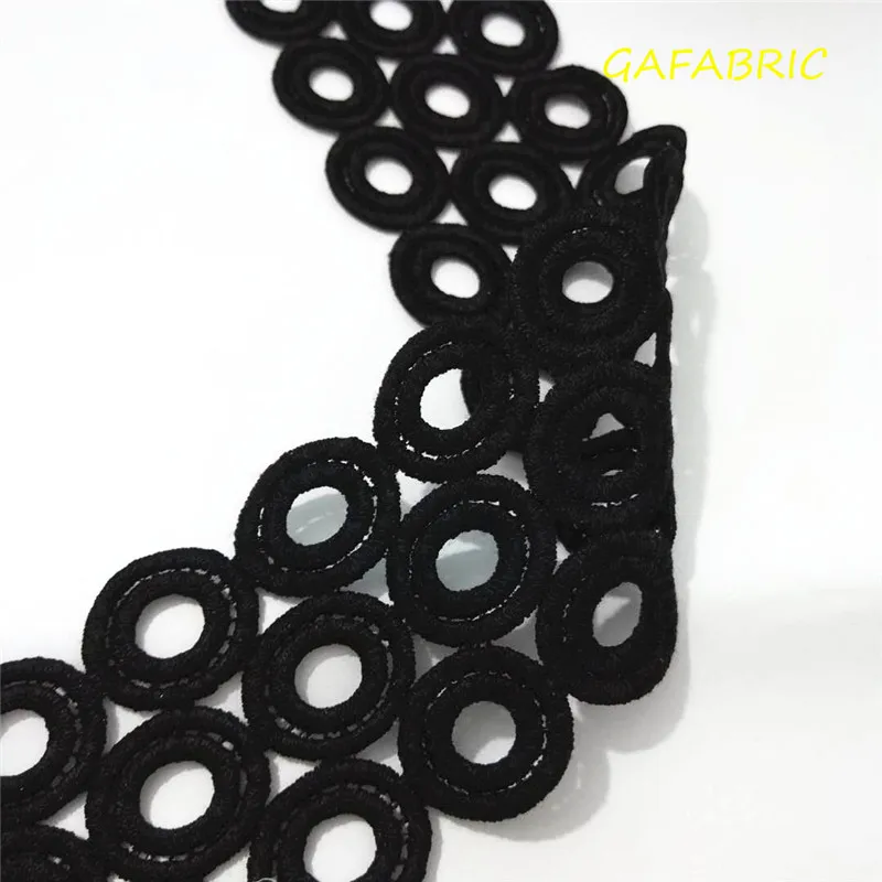 Black/White Clothing Embroidery Hollow Lace Fabric Trim Ribbons 1yard DIY Sewing Handmade Craft Materials Embroidered Fabric