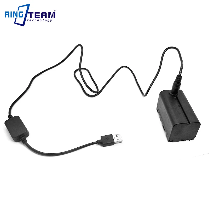 DC 5V USB Power Cable + F750 F770 F960 F970 Coupler NP-F Dummy Battery for or Sony HXR-NX5 HXR-NX100 Camera or LED Light Lamp