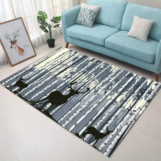 100*160cm Super Soft Flannel Abstract hand drawed Elk Carpet baby crawling pad thicken play mat tapis Non-slip rug blanket