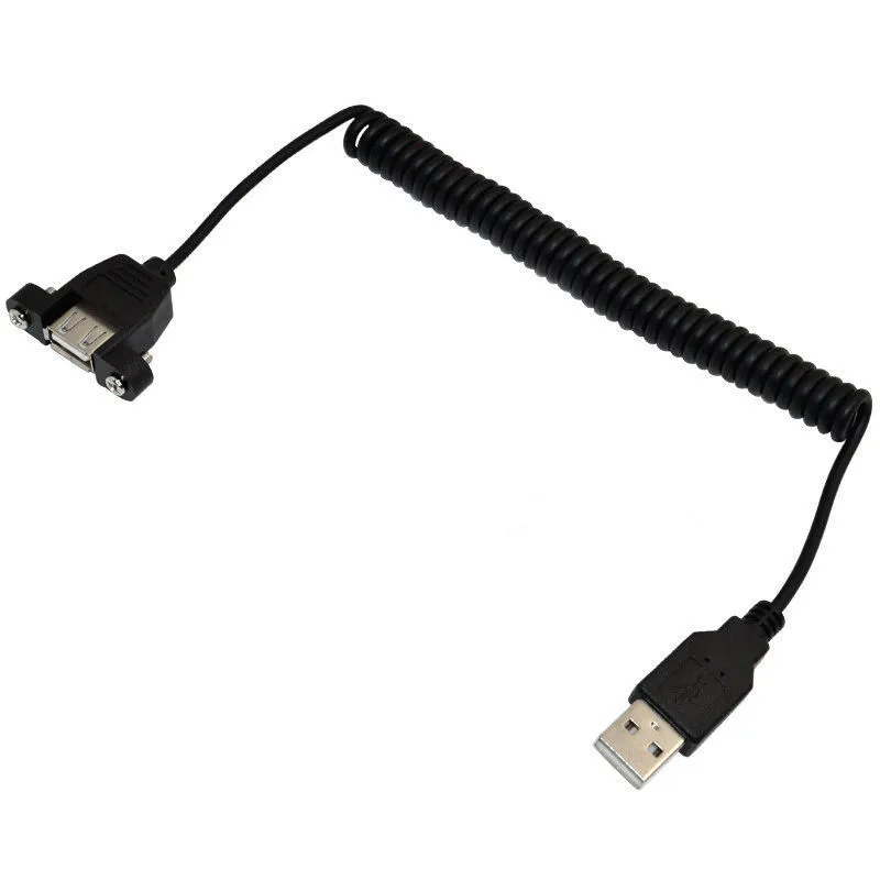 USB 2.0 وذكر إلى أنثى لوحة جبل تمديد كابل USB 2.0 الإناث لوحة جبل إلى الذكور تمديد ملفوف لولبية كابل 1m/100 سنتيمتر